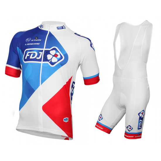 2016 Maillot FDJ Tirantes Mangas Cortas Blanco Y Rojo